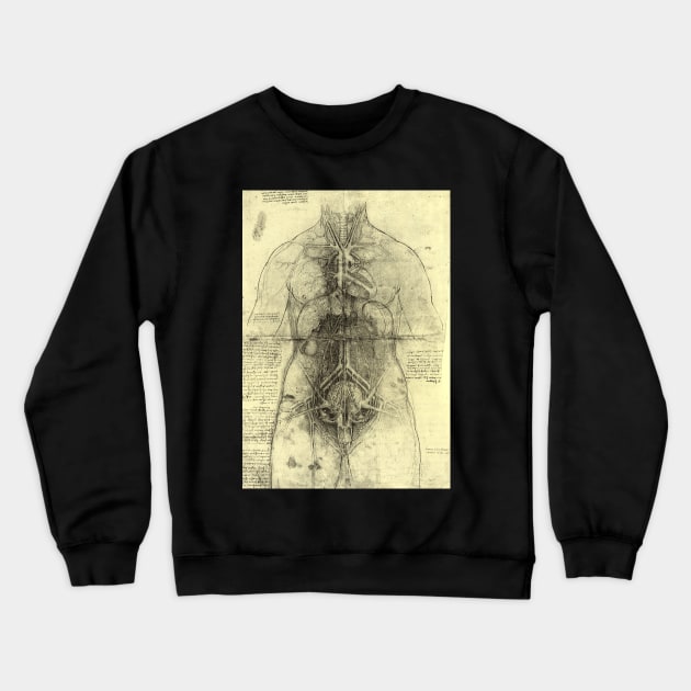 Human Anatomy Female Torso by Leonardo da Vinci Crewneck Sweatshirt by MasterpieceCafe